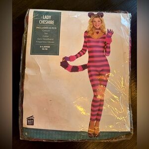 Plus Size Cheshire Cat Alice in Wonderland Bodysuit Halloween Costume XL